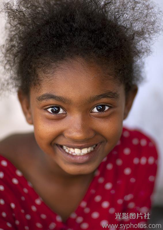 Two Young Girls Smiling And Looking At Camera, Portraits, Lamu, Kenya