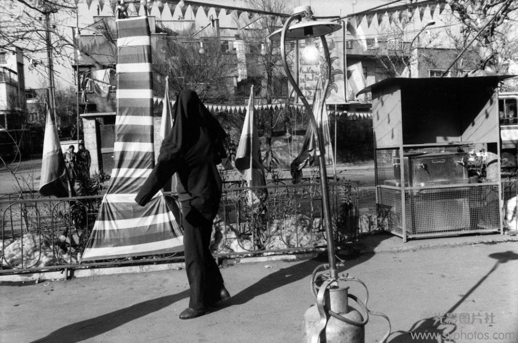 Tehran. 
Decorations for the 10th anniversary of the Islamic Revolution.